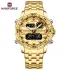 NAVIFORCE 9234 Fashion Brand Black Gold Men Watch Fashion Luxury Quartz Wrist Watches Sport Waterproof Stainless Steel Strap - Golden Golden
